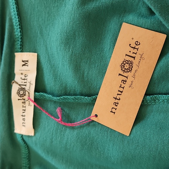 Natural Life All Day Cotton Tee Dress Teal Green Maxi Boho Lagenlook Size M - Picture 11 of 13